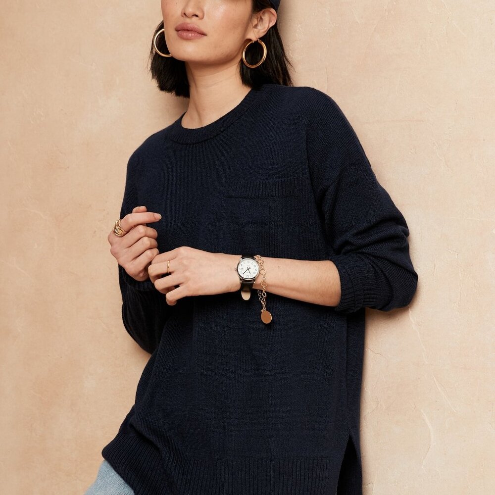 Banana Republic Factory  Preppy Navy Blue Tunic Sweater XL